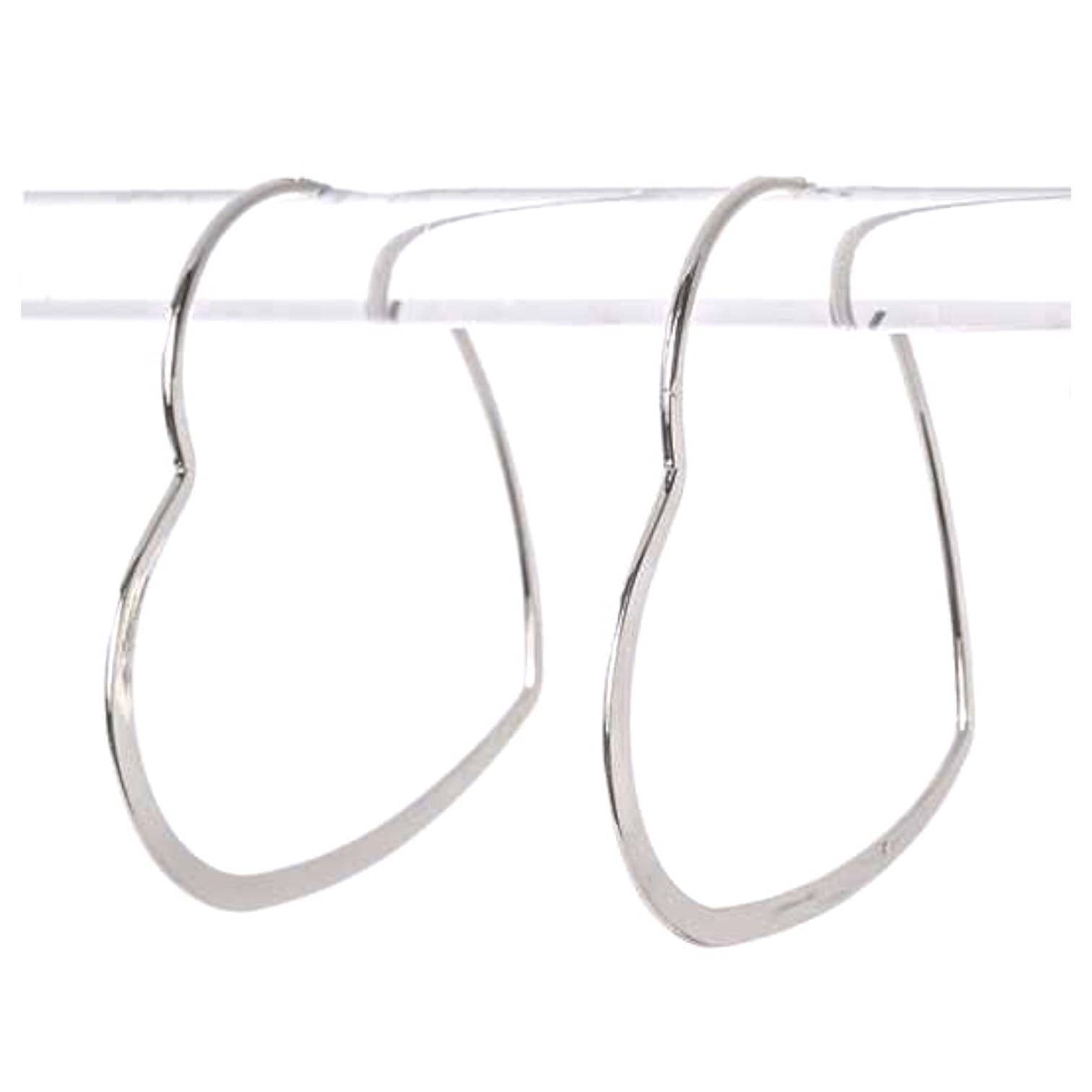 Heart Shaped Rhodium Hoops