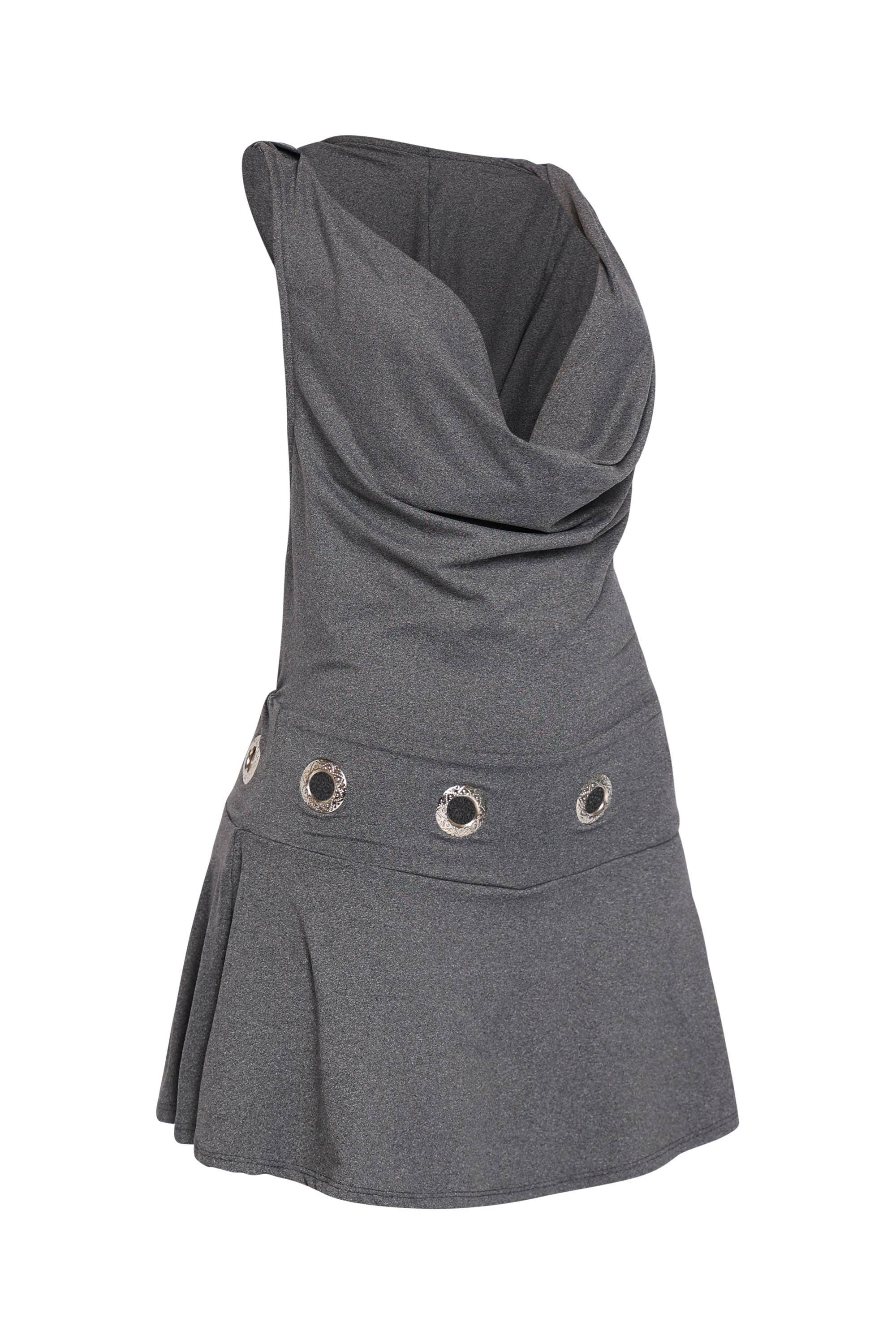 Grommet Charcoal Knit Mini Dress