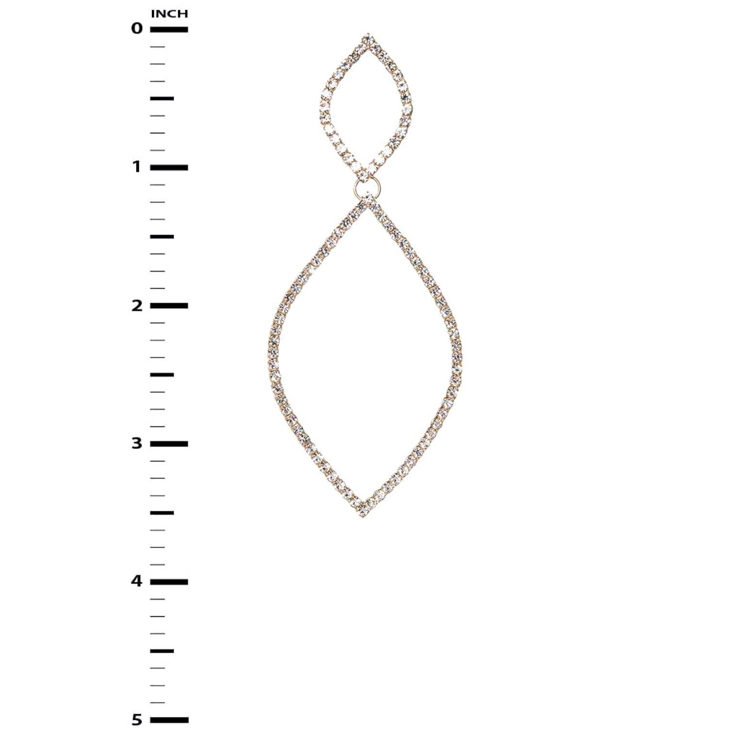 Rhinestone Rhodium Long Drop Earrings