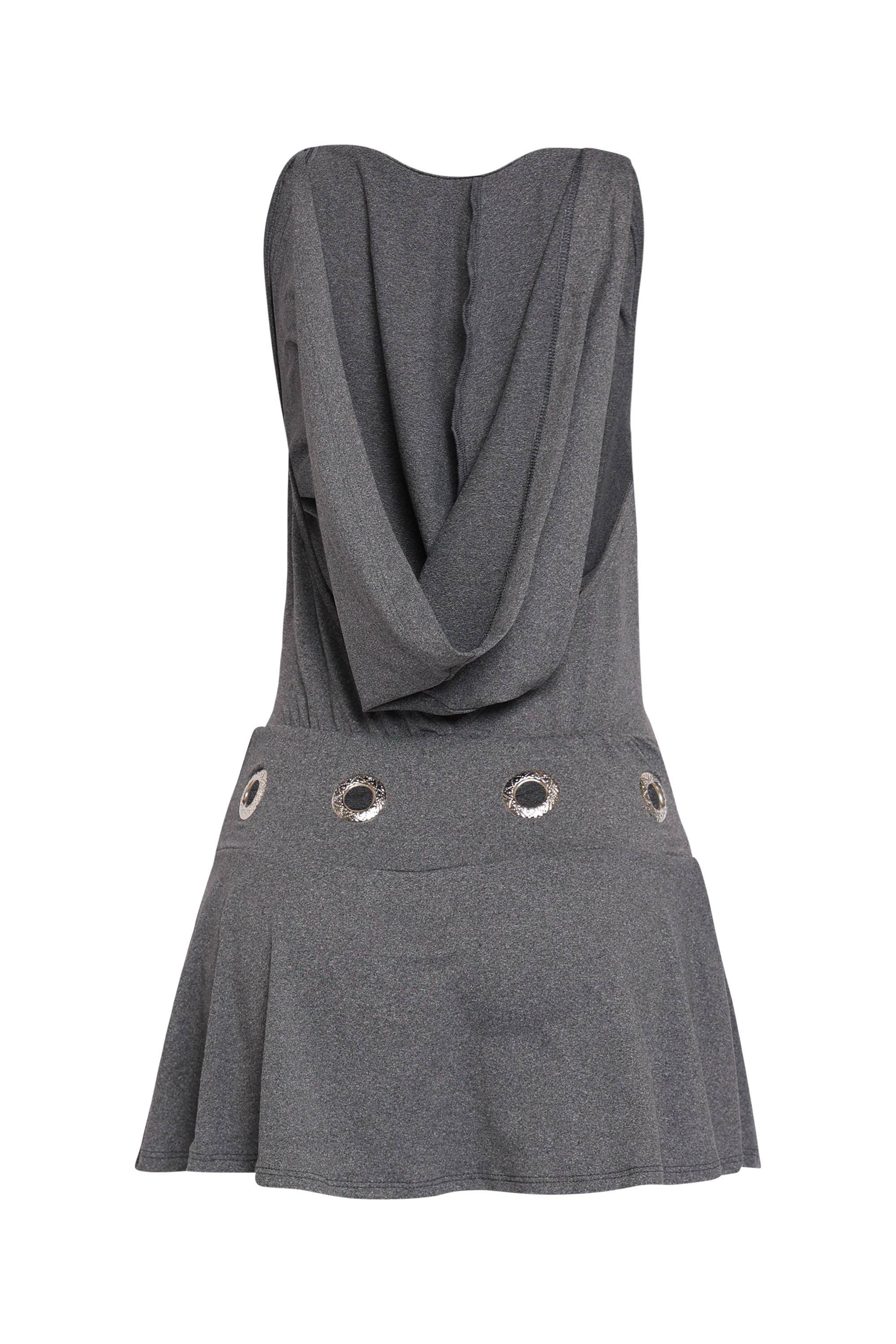 Grommet Charcoal Knit Mini Dress