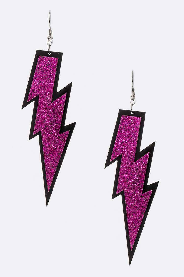 Glitter Lightening Bolt Acrylic Earrings