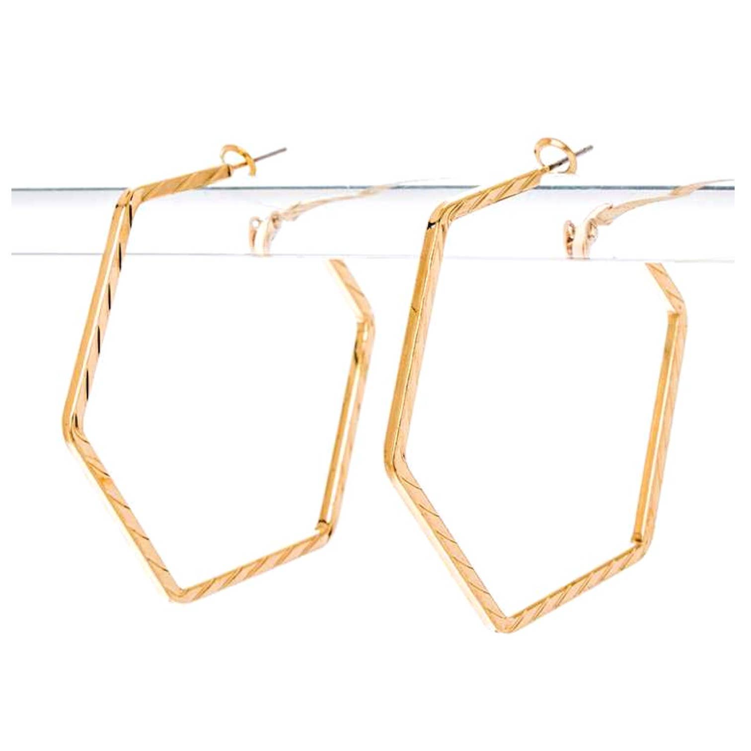 Hexagon Textured Hoop Earrings